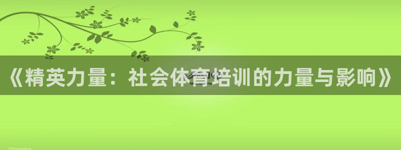 欧陆娱乐挂机怎么玩：《精英力量：社会体育培训的力量与影响》